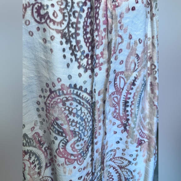 Paisley Ruffle Bell Sleeve Lined Tie Strings Sz Medium Boho Coastal Cowgirl - Picture 4 of 12